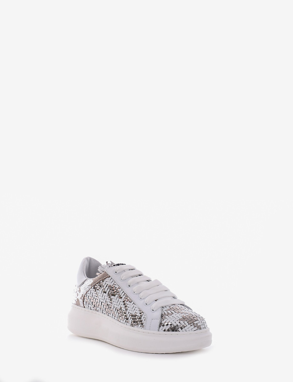 Sneakers con fondo alto 3 cm argento