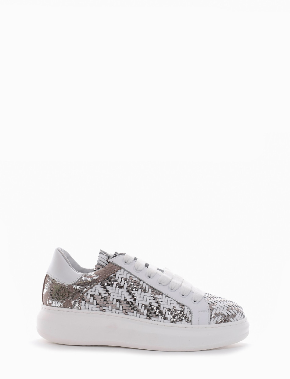 Sneakers con fondo alto 3 cm argento