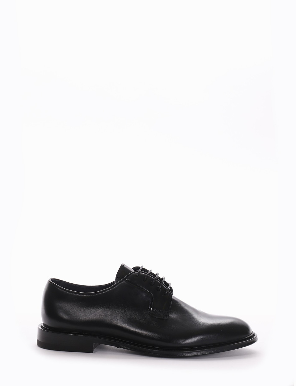 Lace-up shoes heel 1 cm black leather