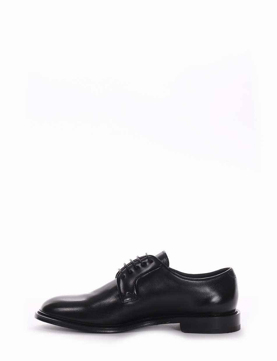 Lace-up shoes heel 1 cm black leather