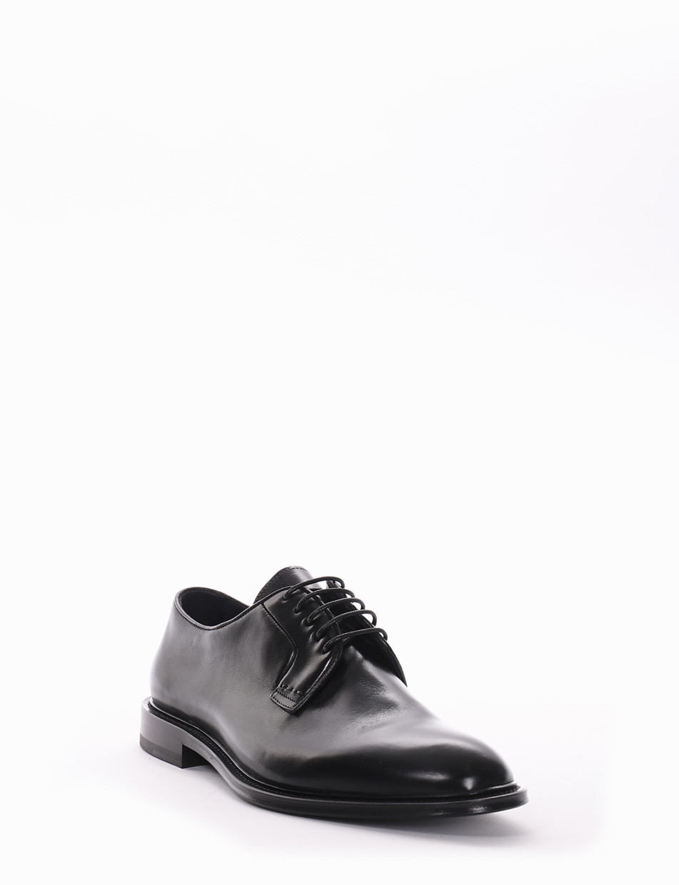 Lace-up shoes heel 1 cm black leather