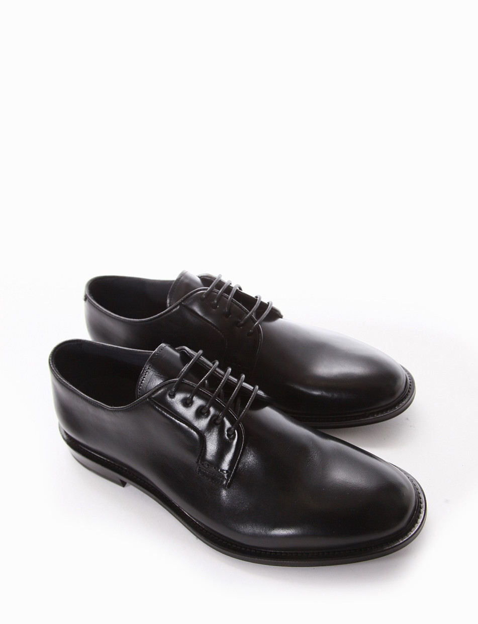 Lace-up shoes heel 1 cm black leather