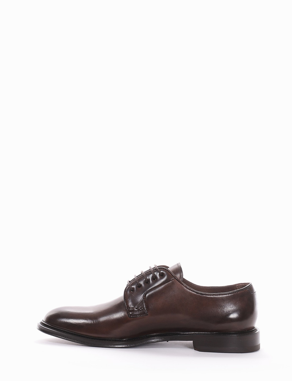 Lace-up shoes heel 1 cm dark brown leather