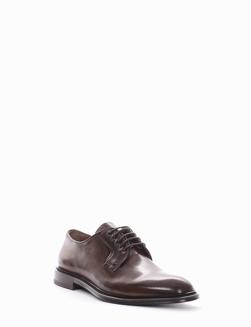 Lace-up shoes heel 1 cm dark brown leather