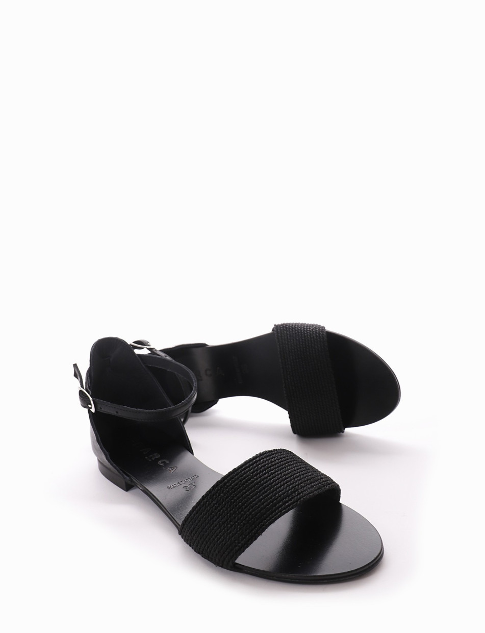Low heel sandals heel 1 cm black leather