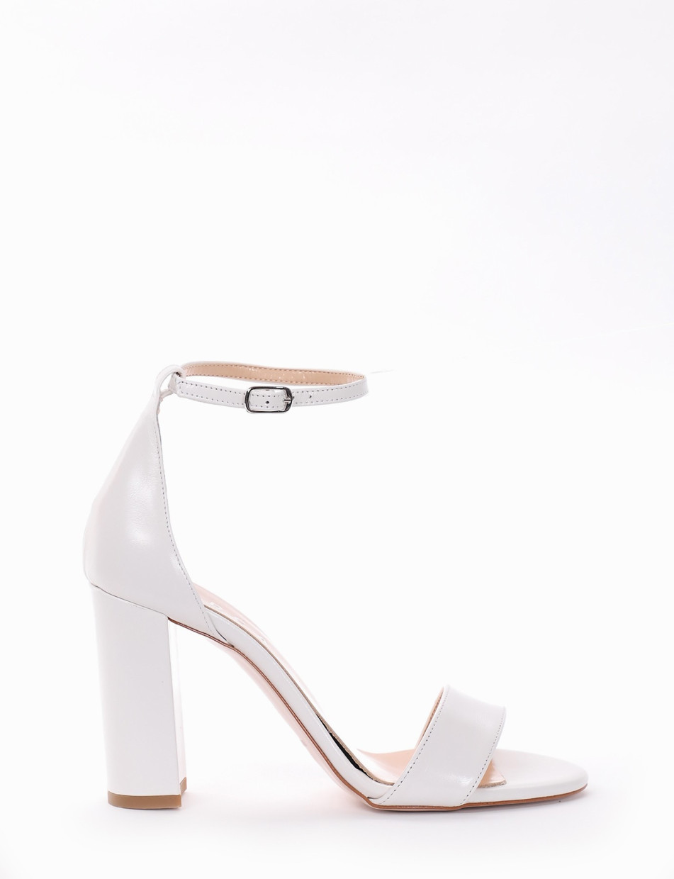 High heel sandals heel 10 cm white leather