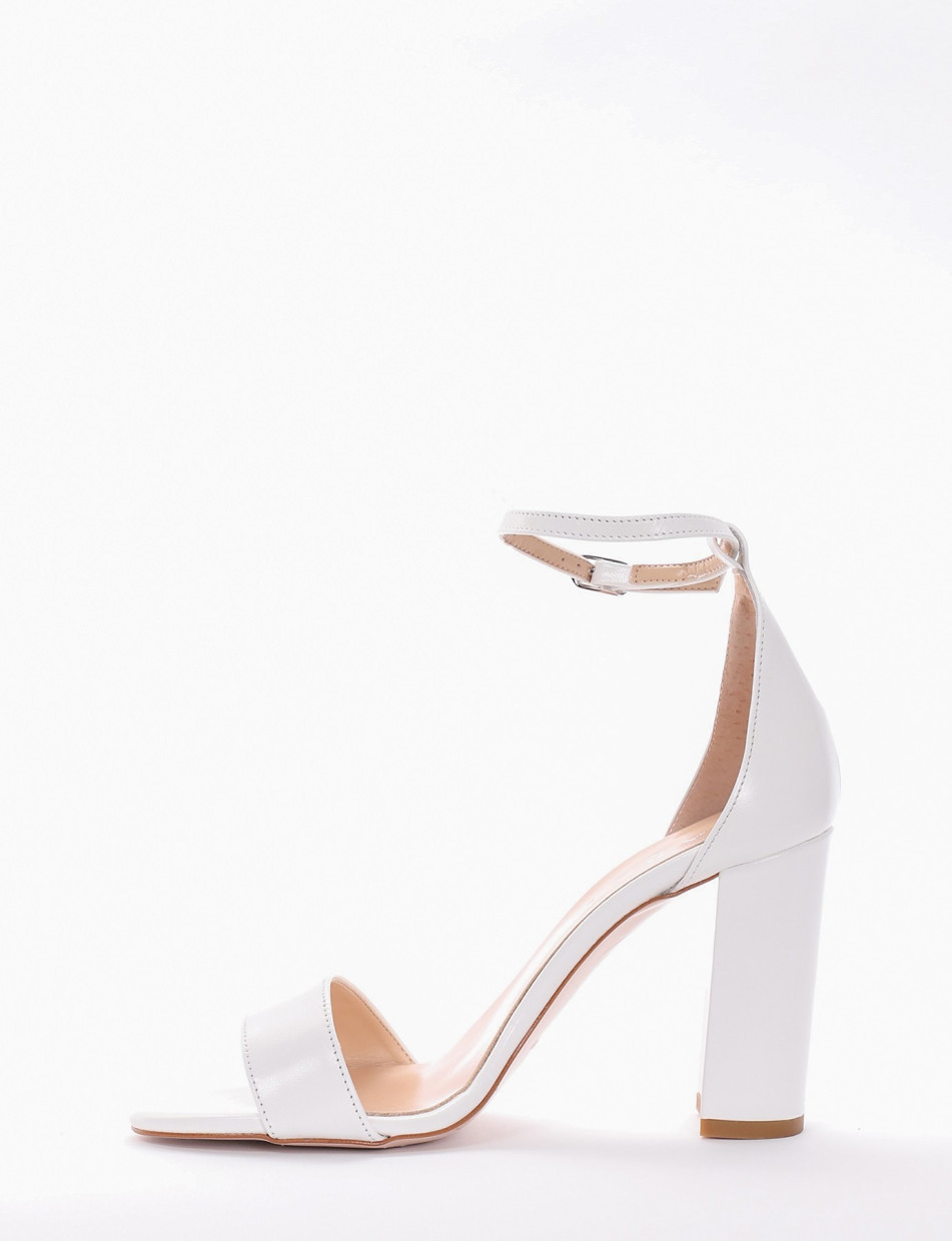 High heel sandals heel 10 cm white leather