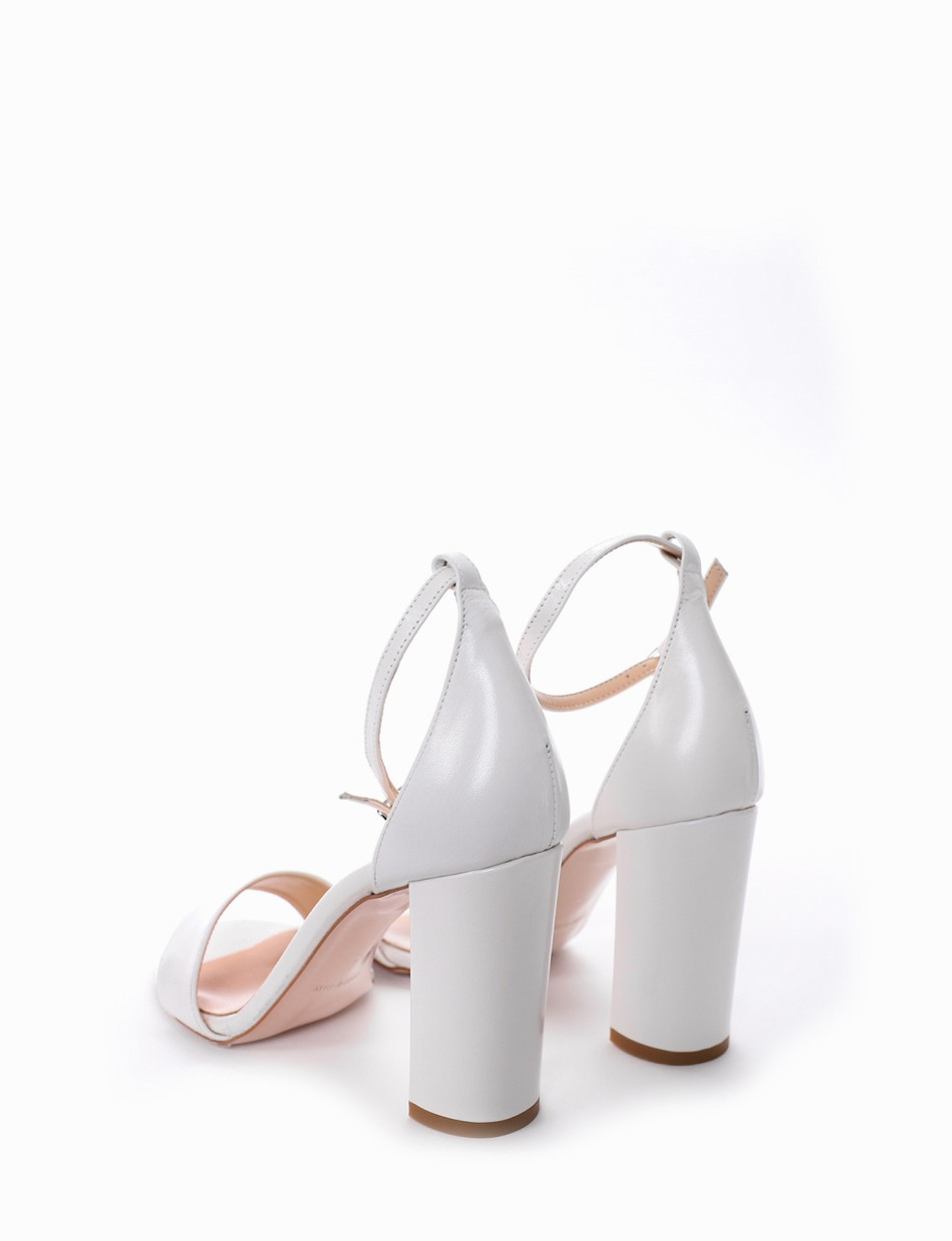 High heel sandals heel 10 cm white leather