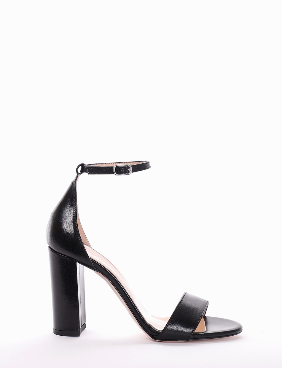 High heel sandals heel 10 cm black leather