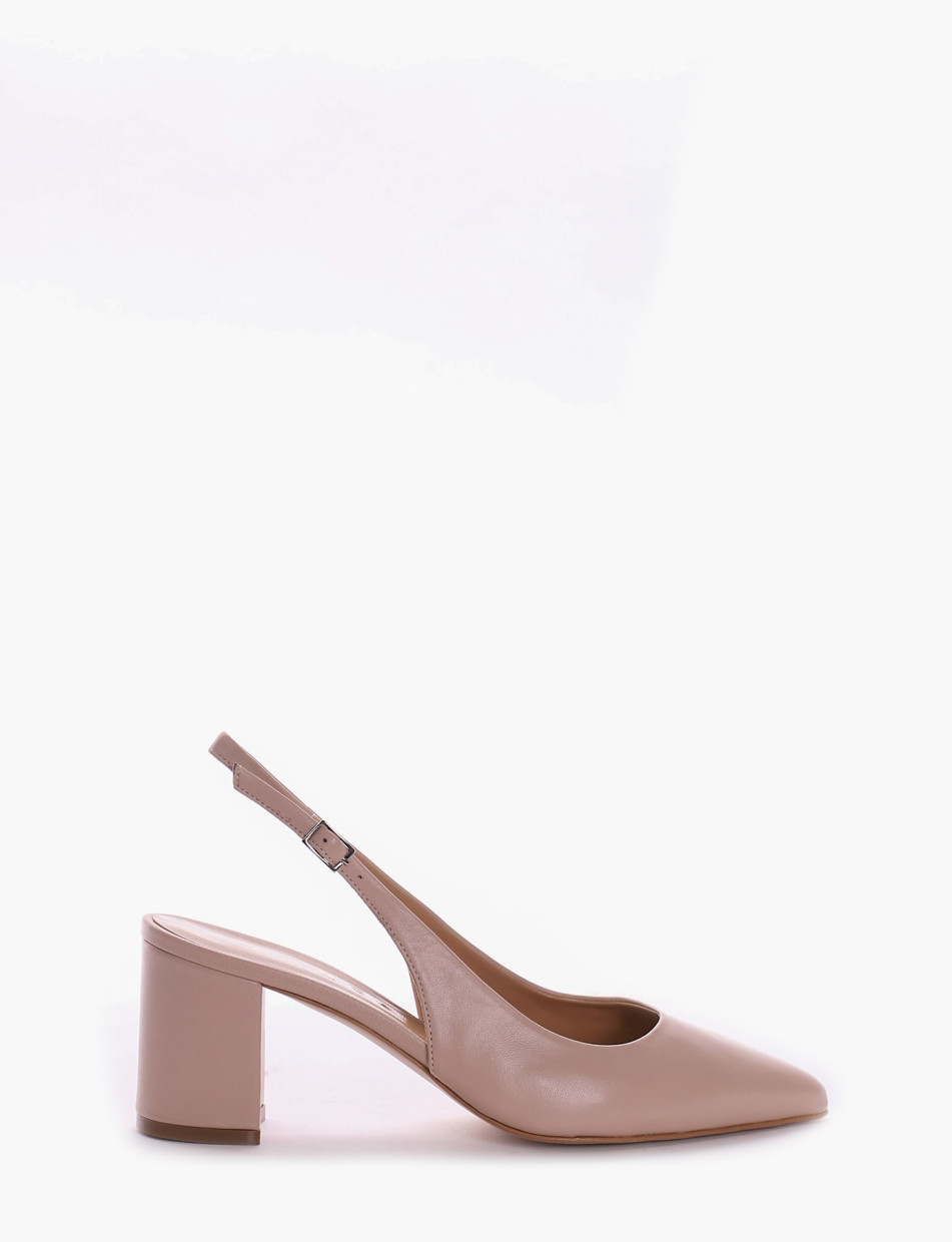 Slingback decoltè tacco 7cm beige pelle