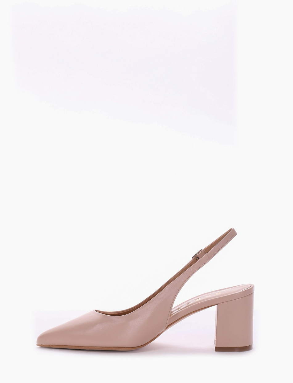 Pumps heel 7 cm beige leather