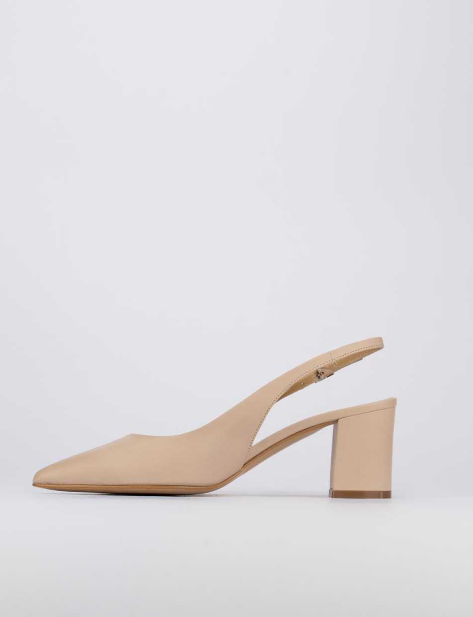 Slingback decoltè tacco 7cm beige pelle