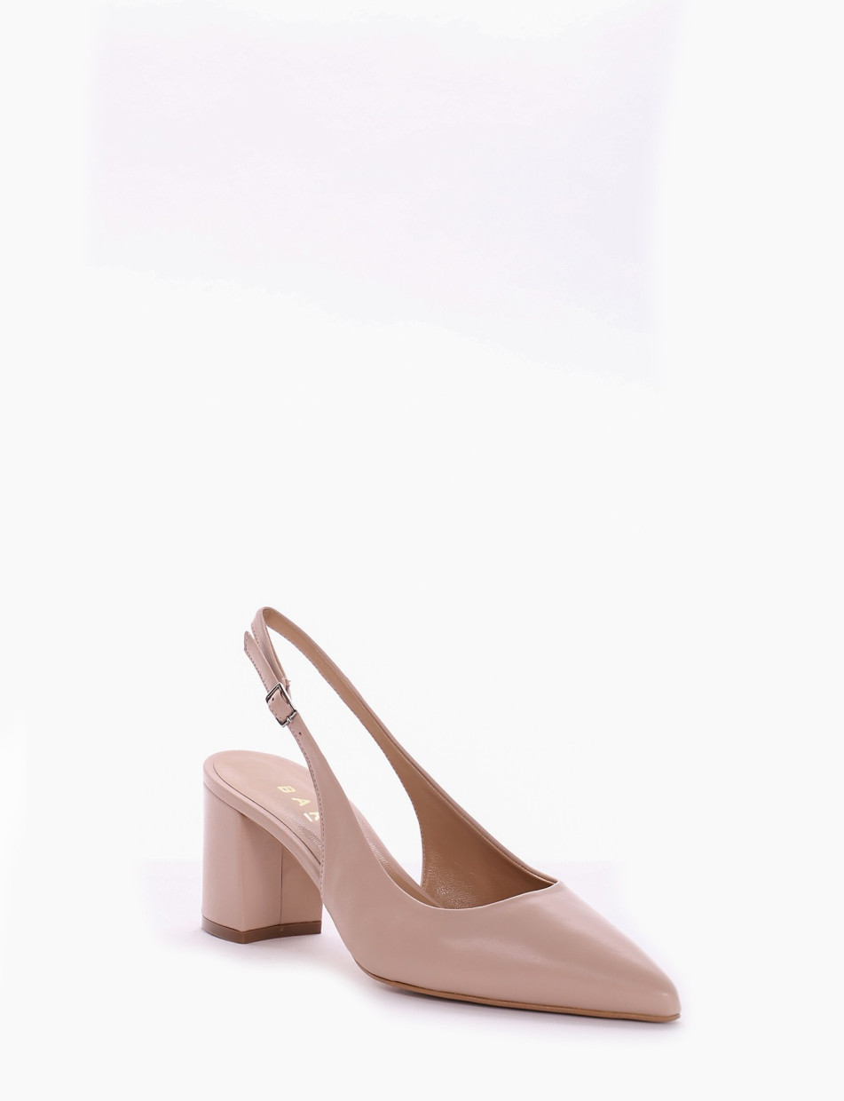 Slingback decoltè tacco 7cm beige pelle