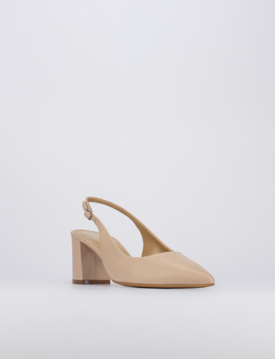 Slingback decoltè tacco 7cm beige pelle