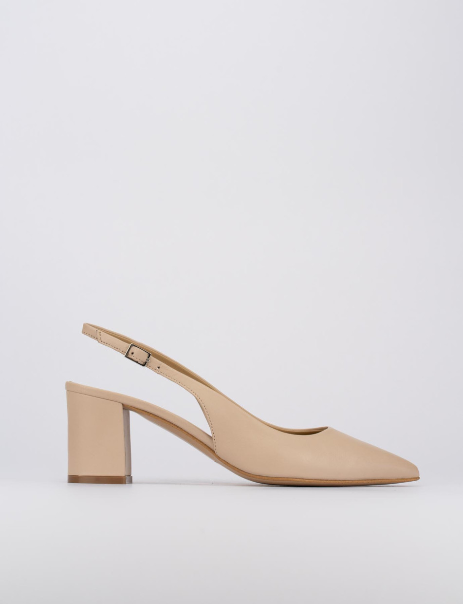 Slingback decoltè tacco 7cm beige pelle