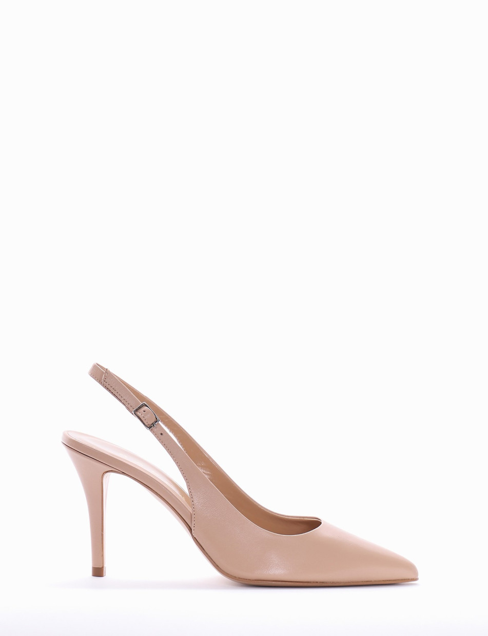 Slingback decoltè tacco 8 cm rosa pelle