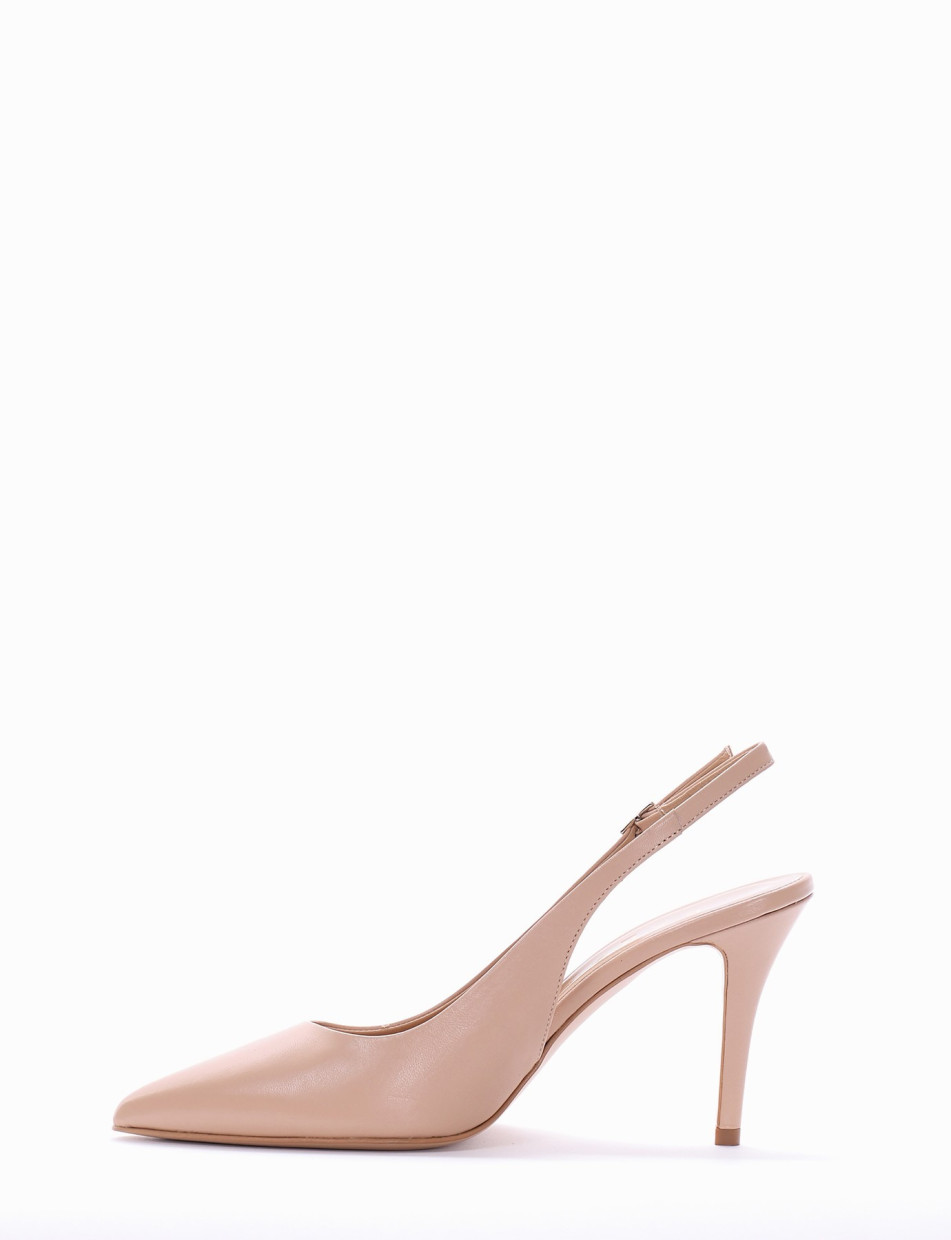 Slingback decoltè tacco 8 cm rosa pelle