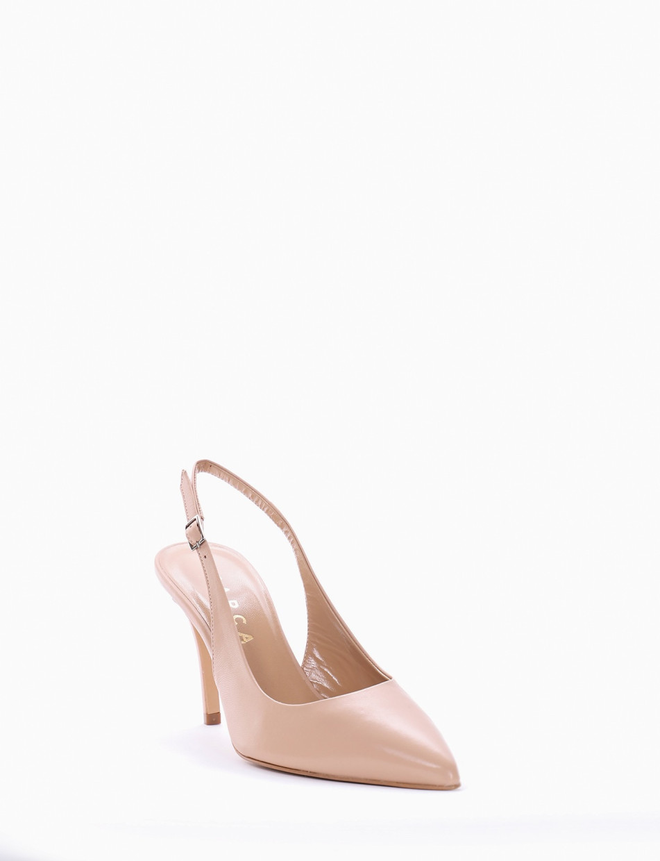 Slingback decoltè tacco 8 cm rosa pelle