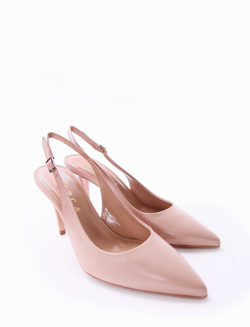 Slingback decoltè tacco 8 cm rosa pelle