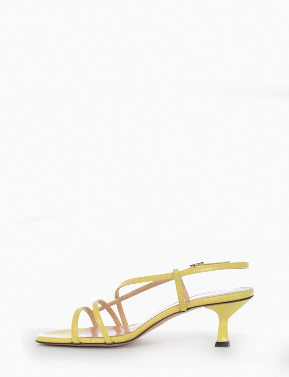 High heel sandals heel 5 cm yellow leather