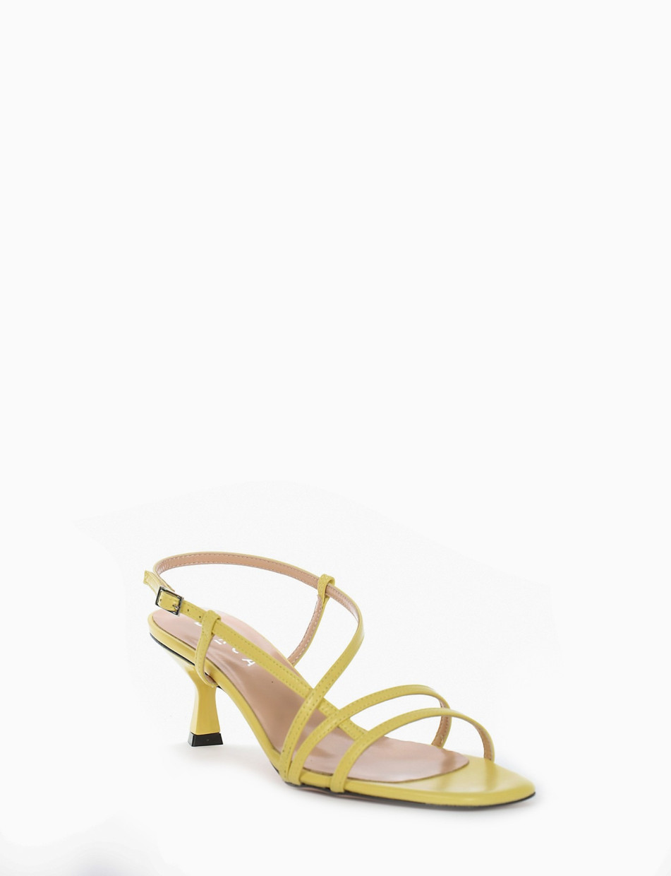 High heel sandals heel 5 cm yellow leather