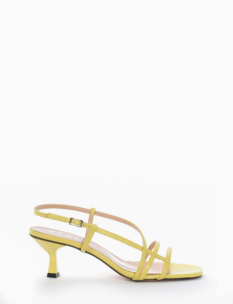 High heel sandals heel 5 cm yellow leather