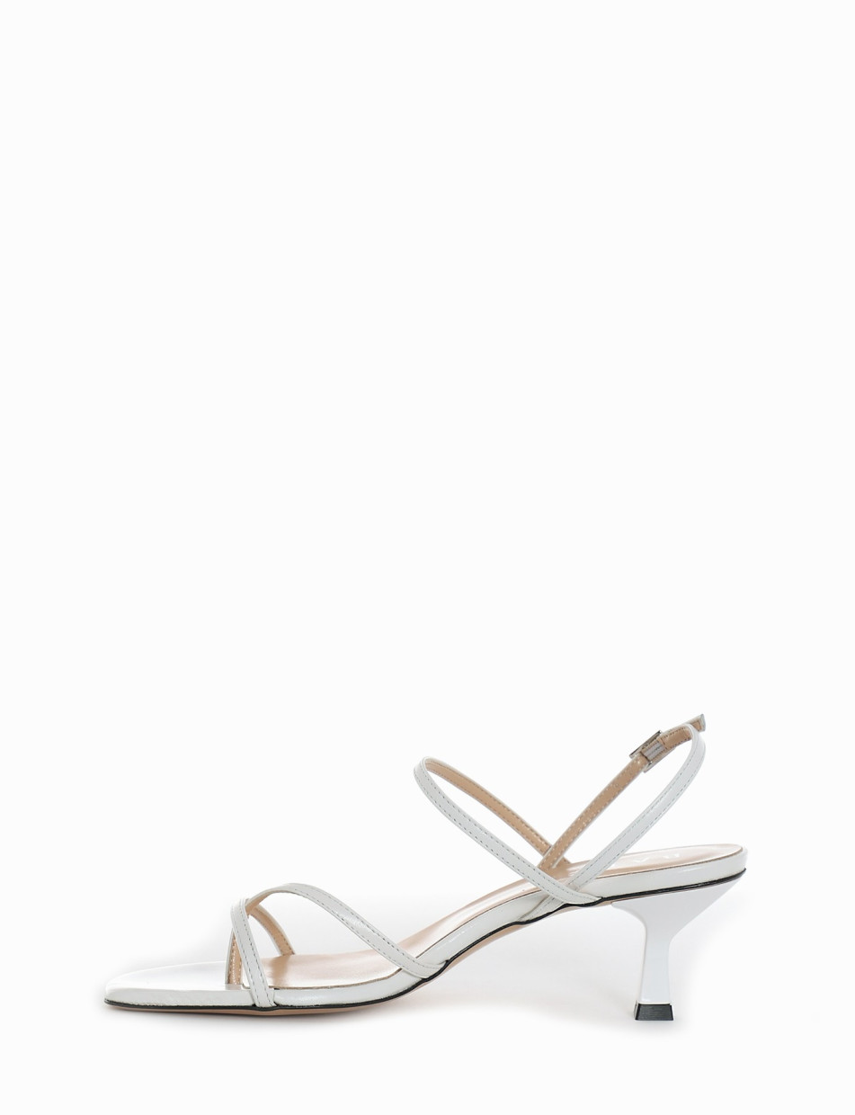 High heel sandals heel 5 cm white leather