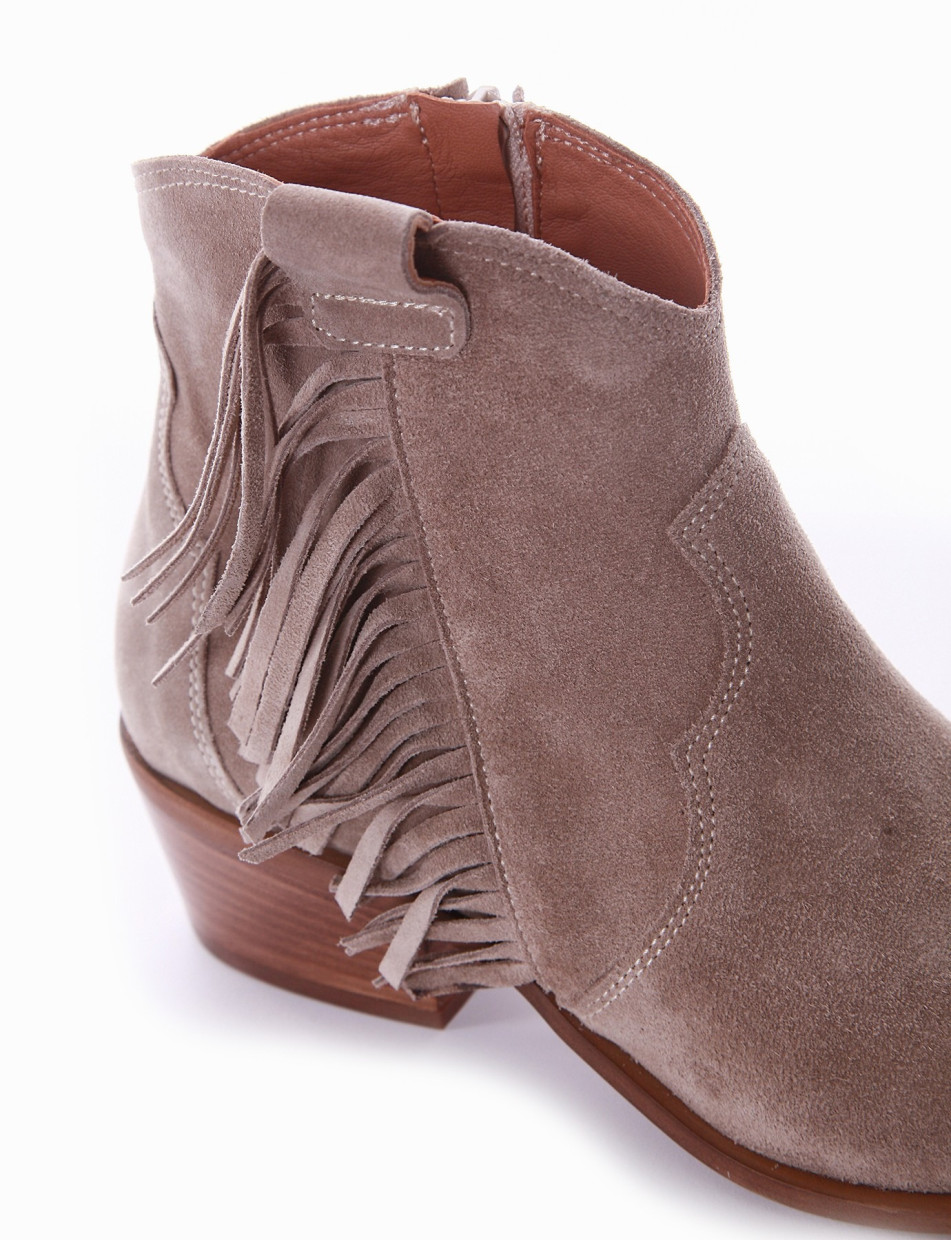 High heel ankle boots heel 5 cm beige chamois