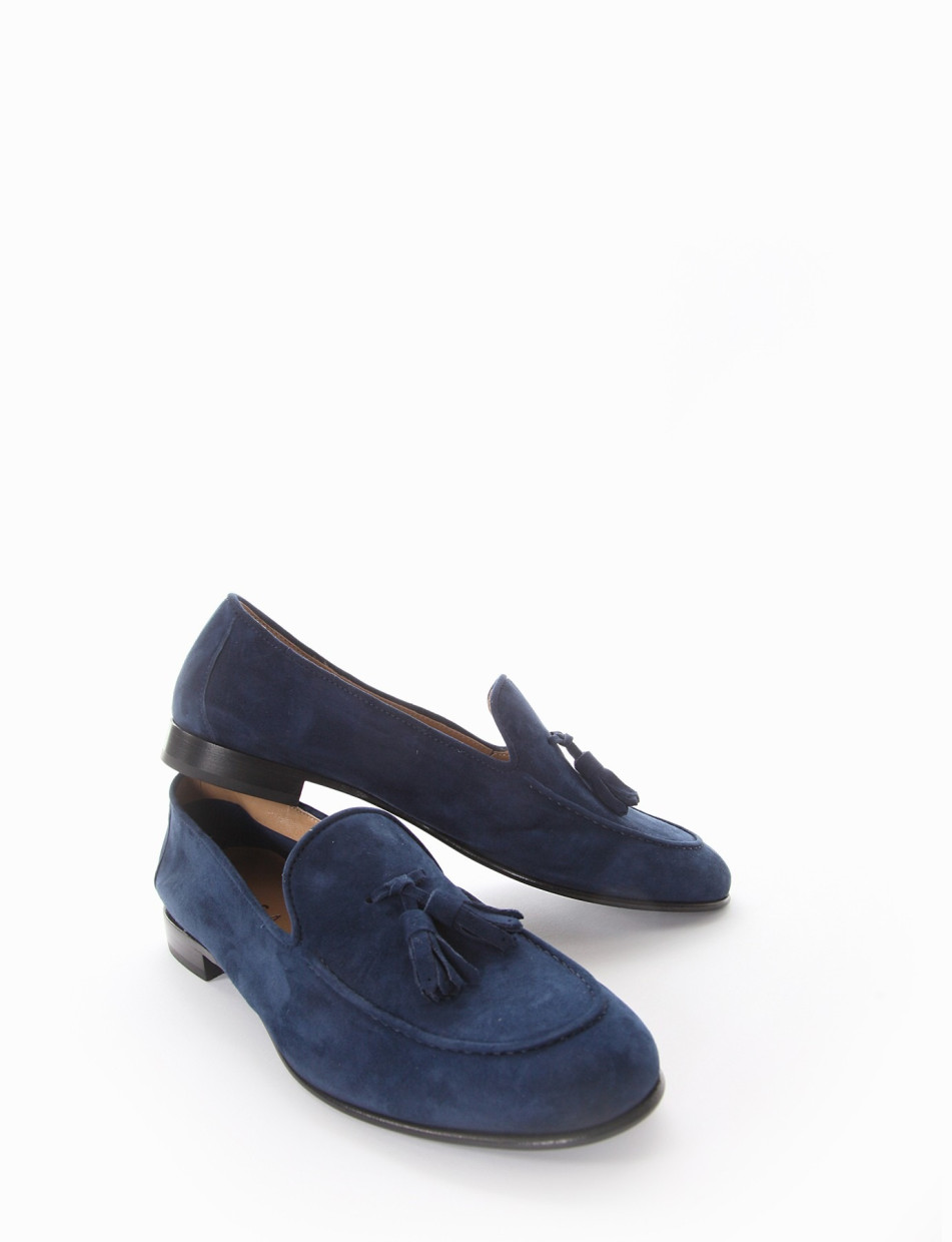 Loafers heel 1 cm blu chamois