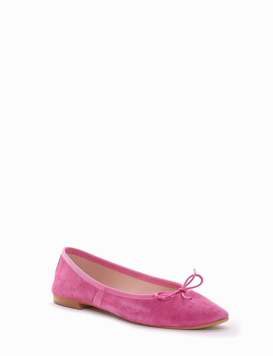 Flat shoes heel 1 cm pink chamois