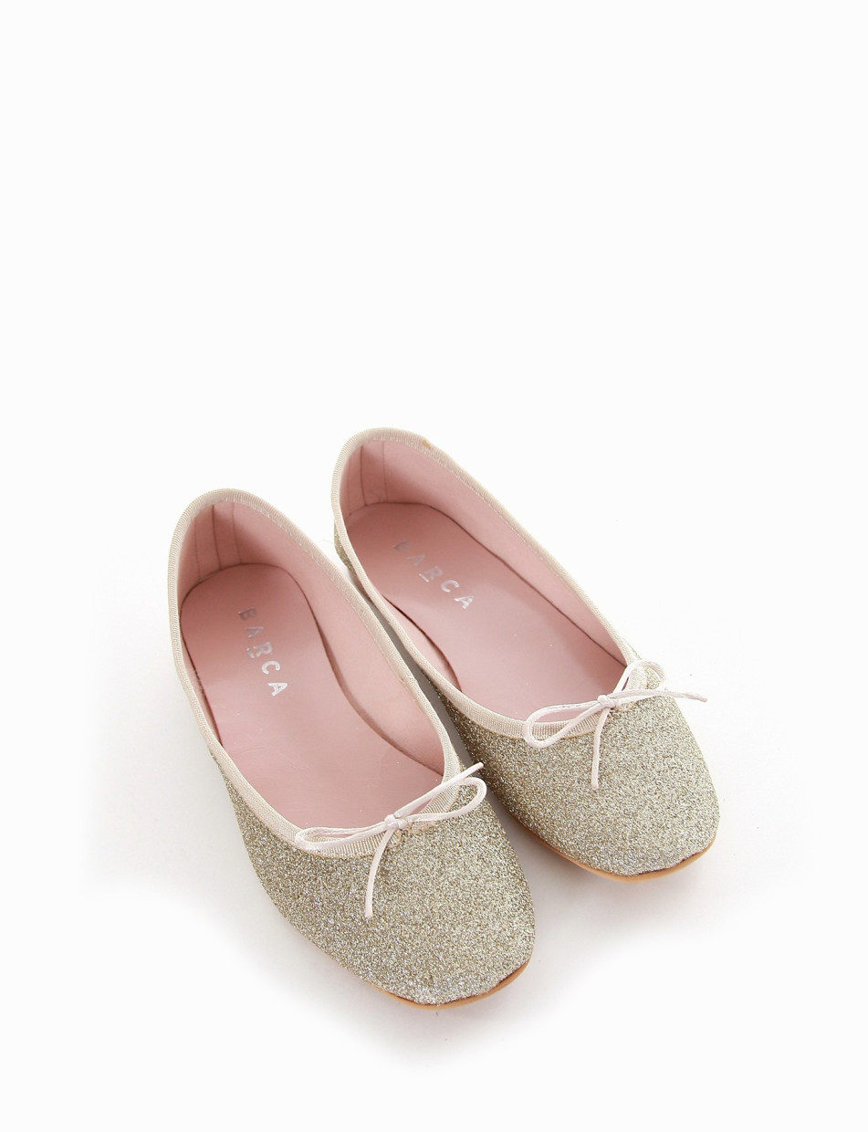 Flat shoes heel 1 cm gold glitter