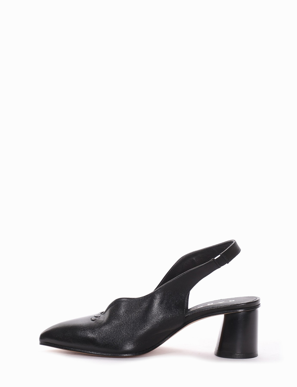 Slingback decoltè tacco 5 cm nero pelle