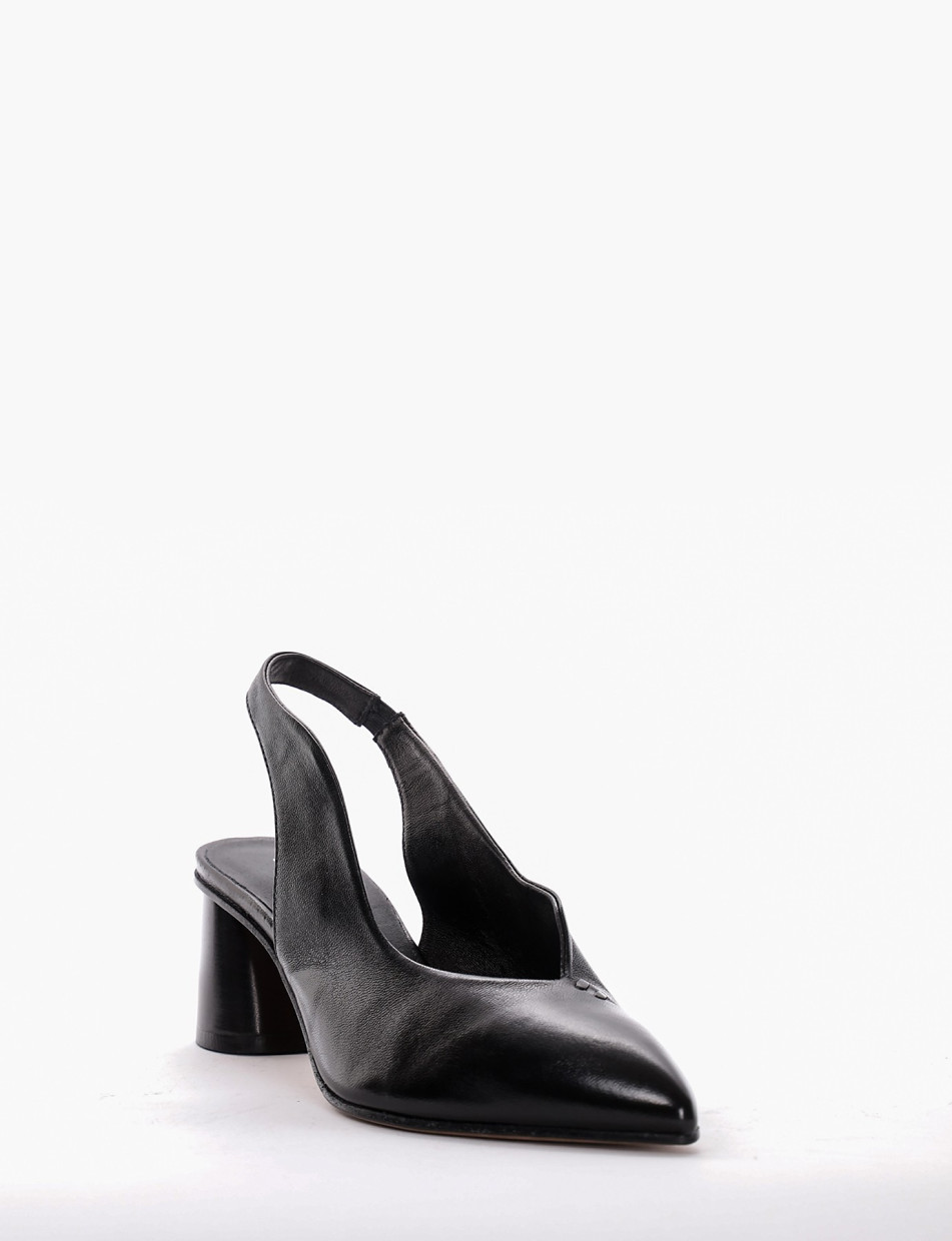 Slingback decoltè tacco 5 cm nero pelle