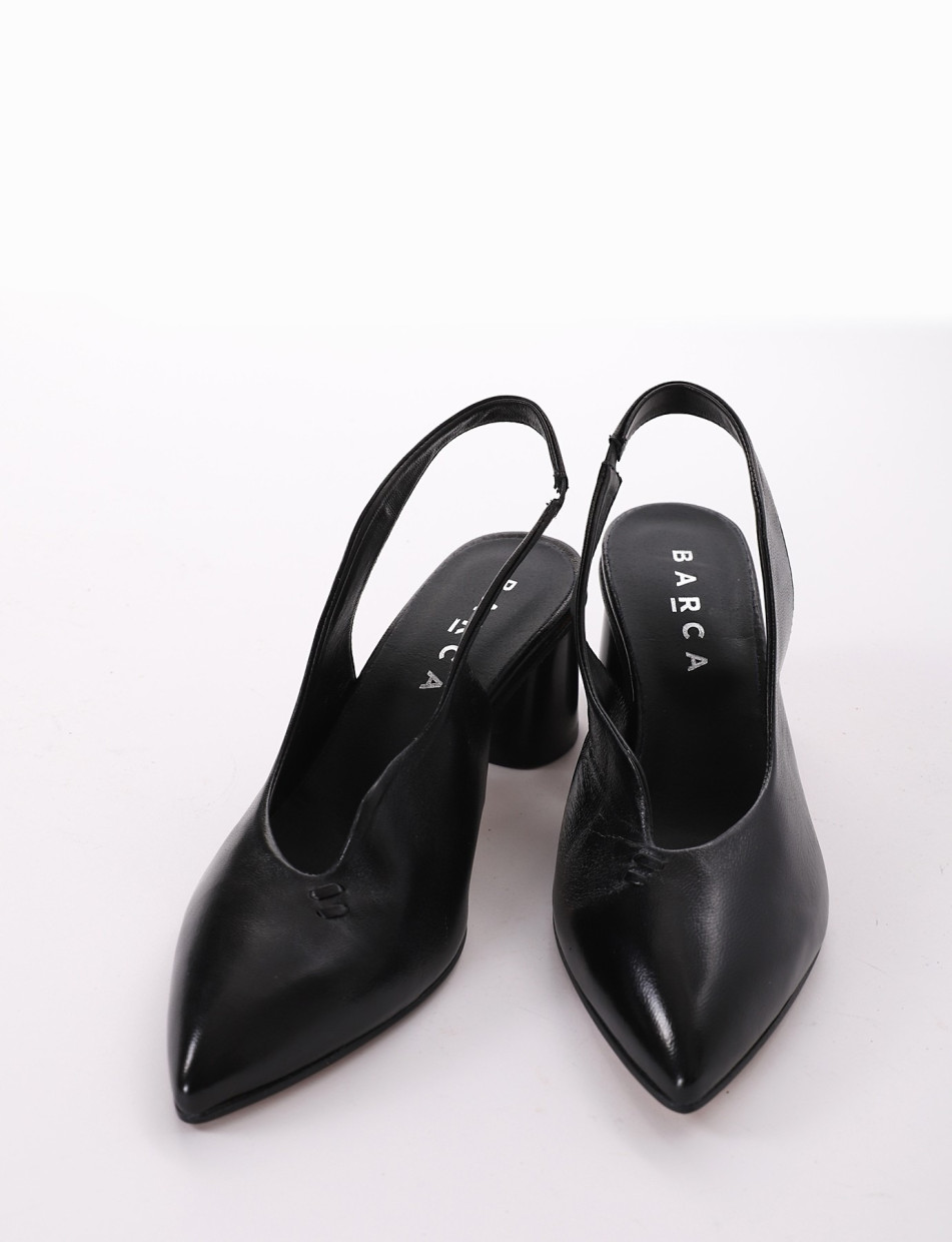 Slingback decoltè tacco 5 cm nero pelle