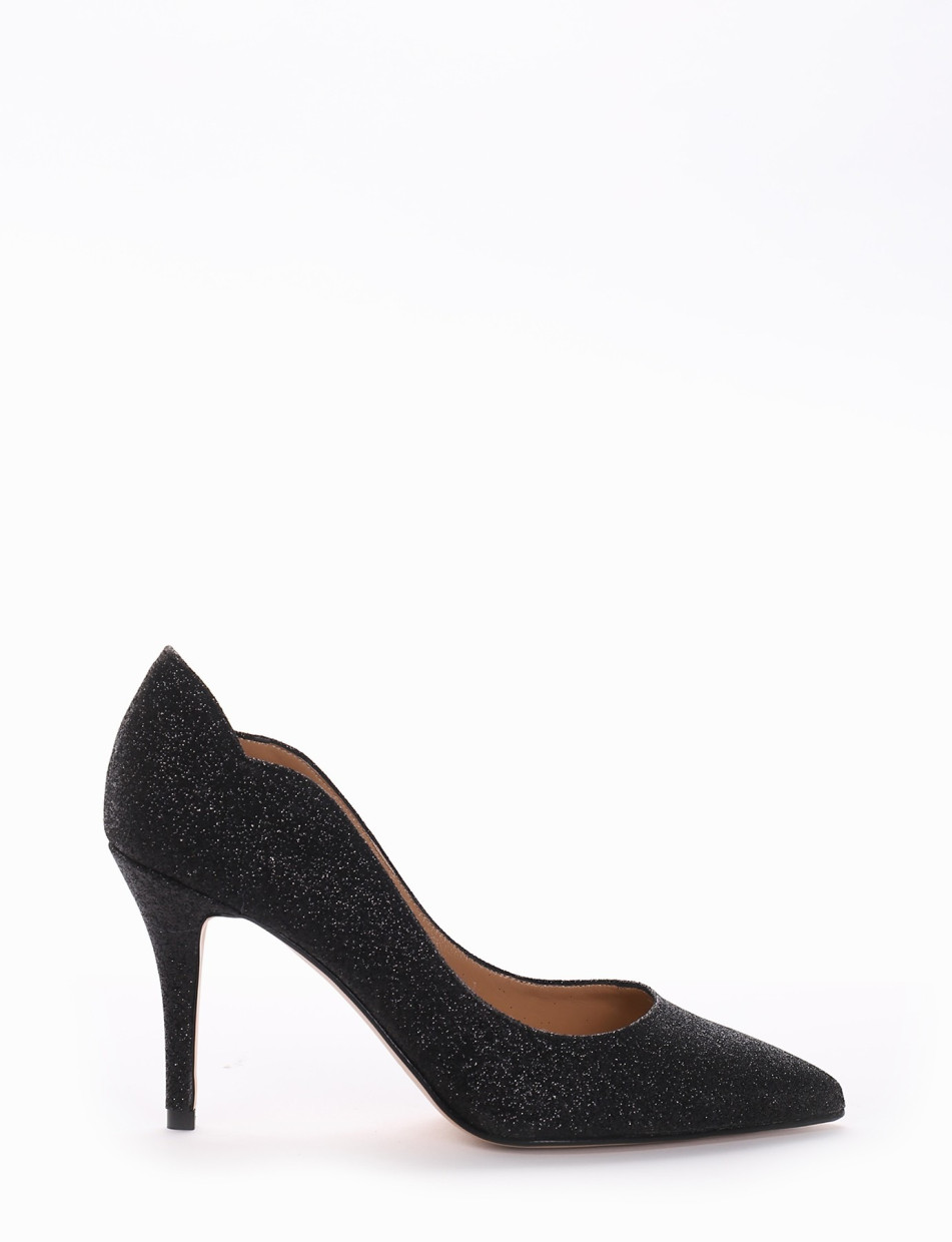 Pumps heel 7 cm black glitter