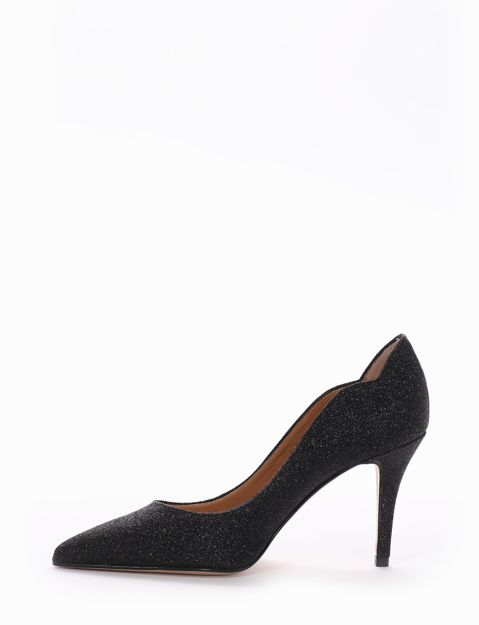 Pumps heel 7 cm black glitter