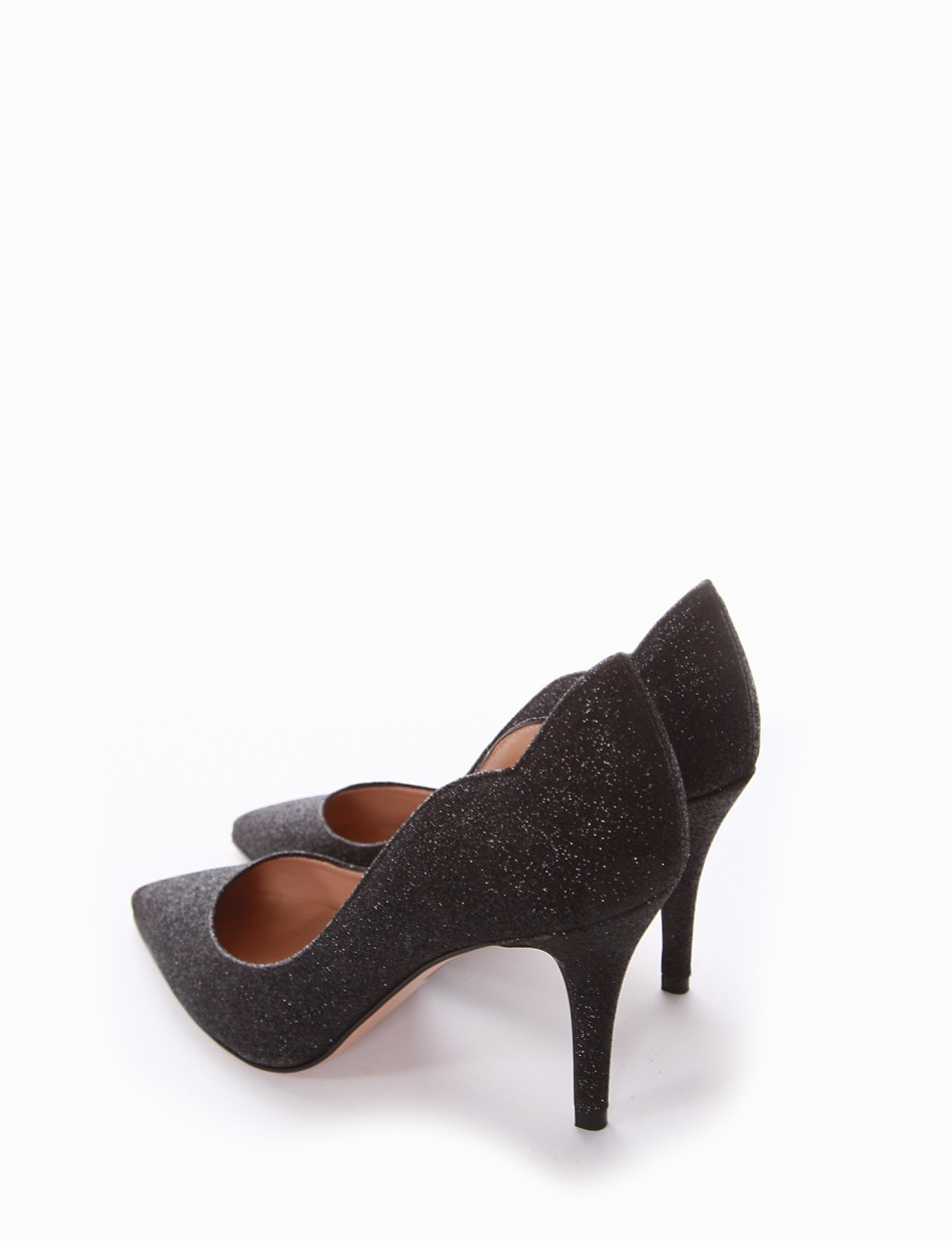 Pumps heel 7 cm black glitter