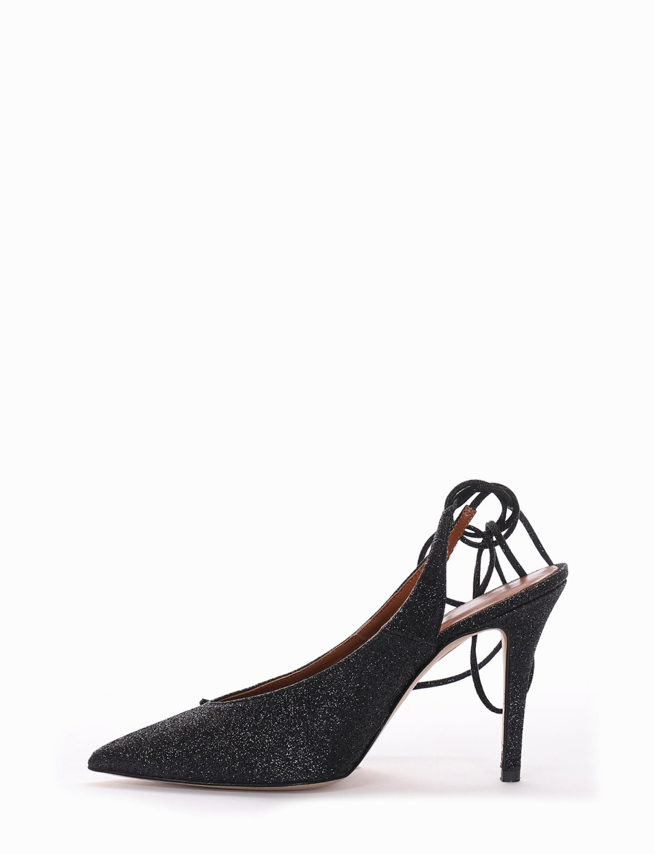 Pumps heel 9cm black glitter