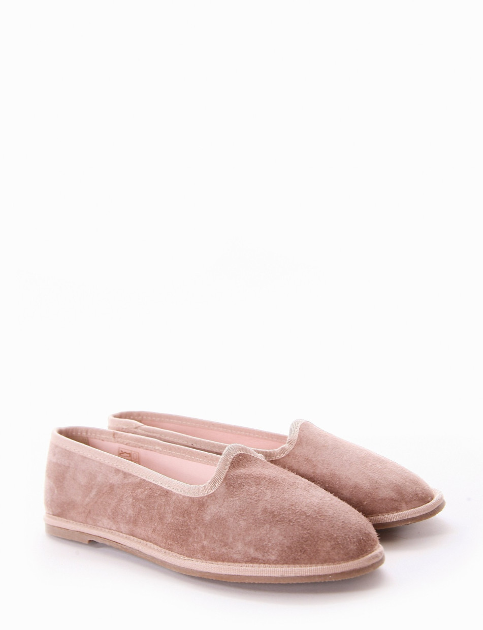 Flat shoes heel 1 cm pink chamois