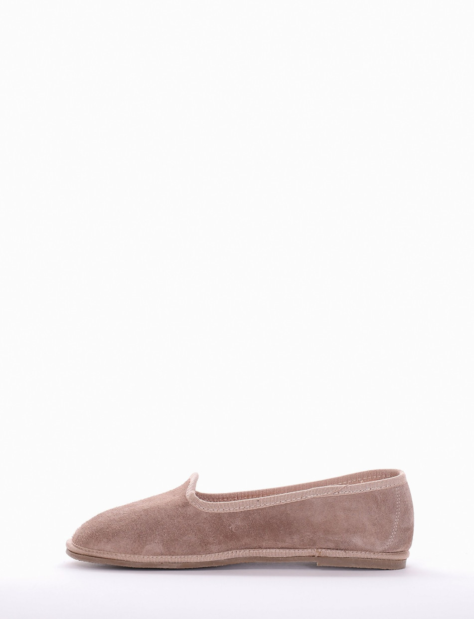 Flat shoes heel 1 cm pink chamois