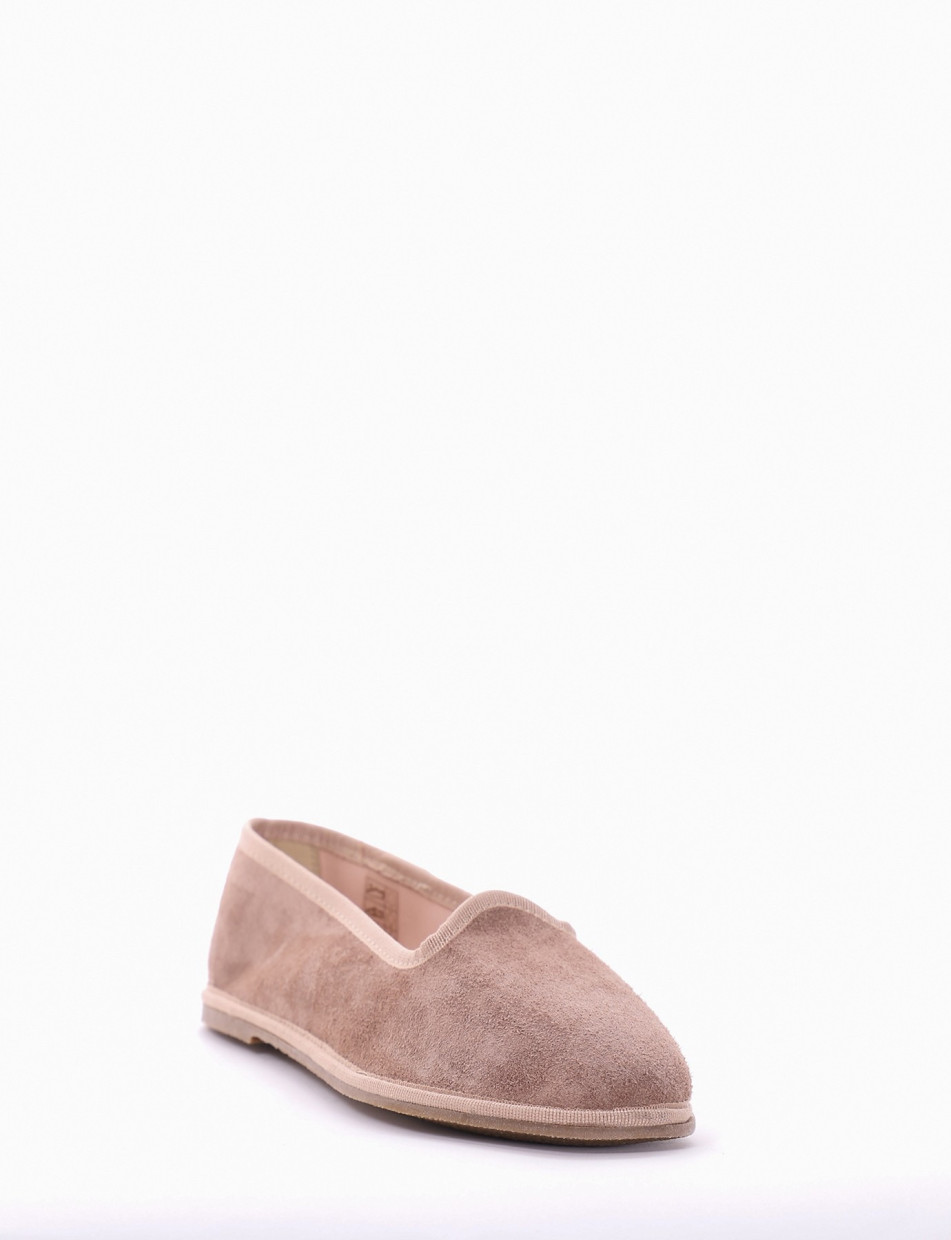 Flat shoes heel 1 cm pink chamois