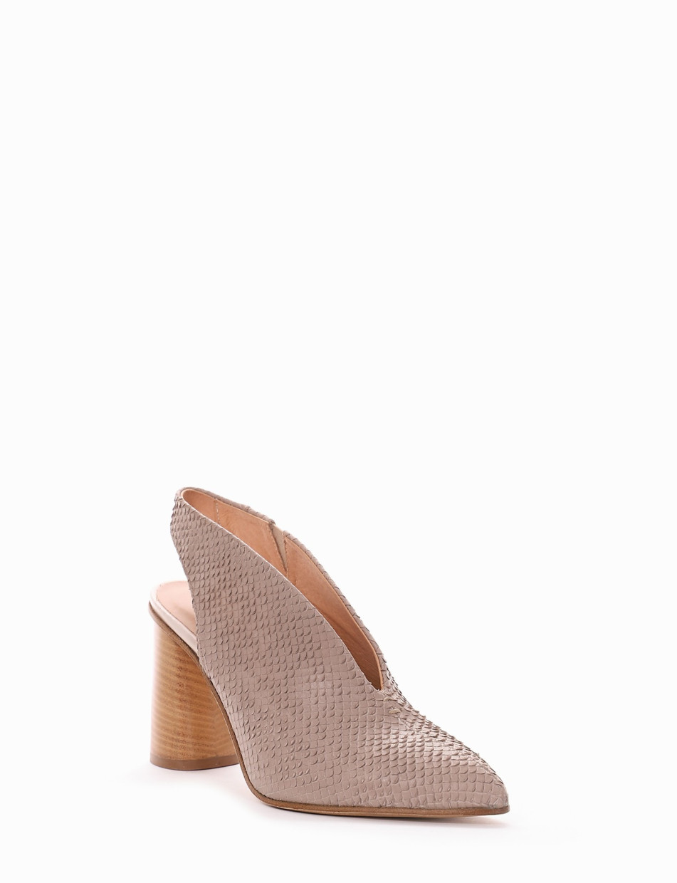 Slingback decoltè tacco 9 cm beige pitone