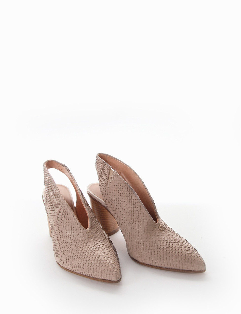 Slingback decoltè tacco 9 cm beige pitone