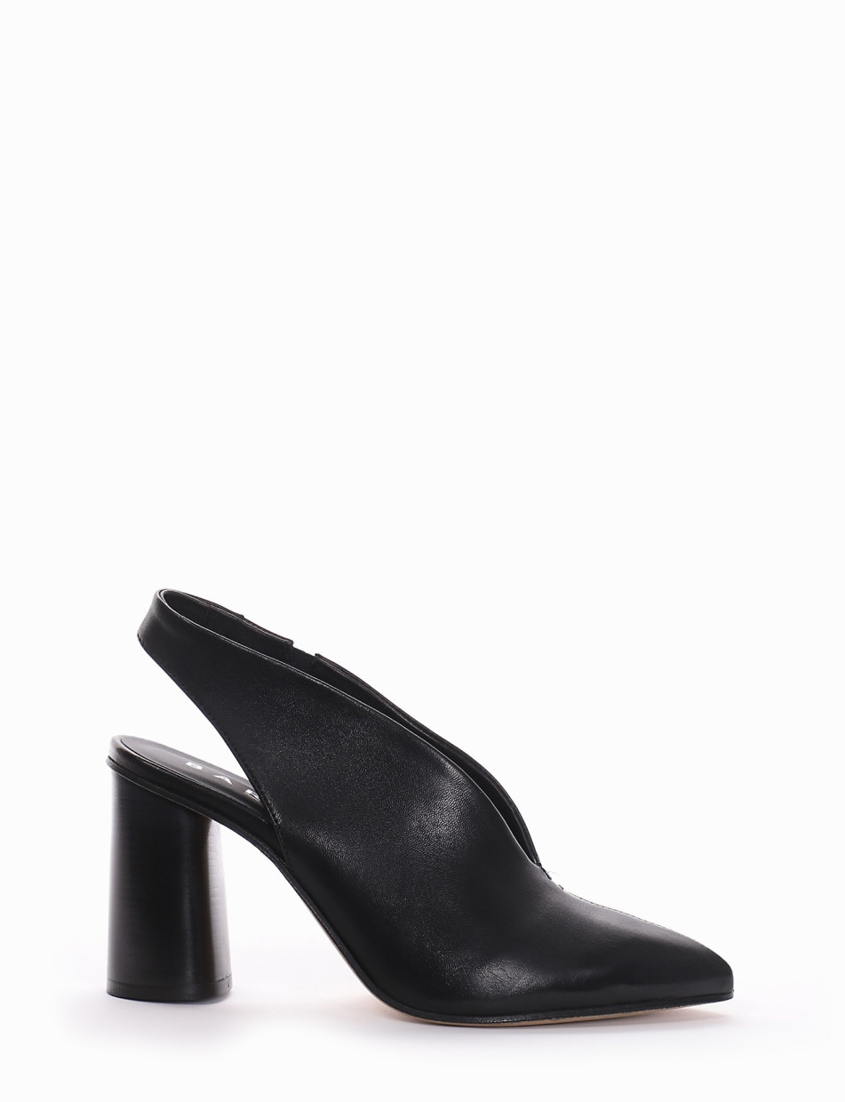 Slingback decoltè tacco 9 cm nero pelle