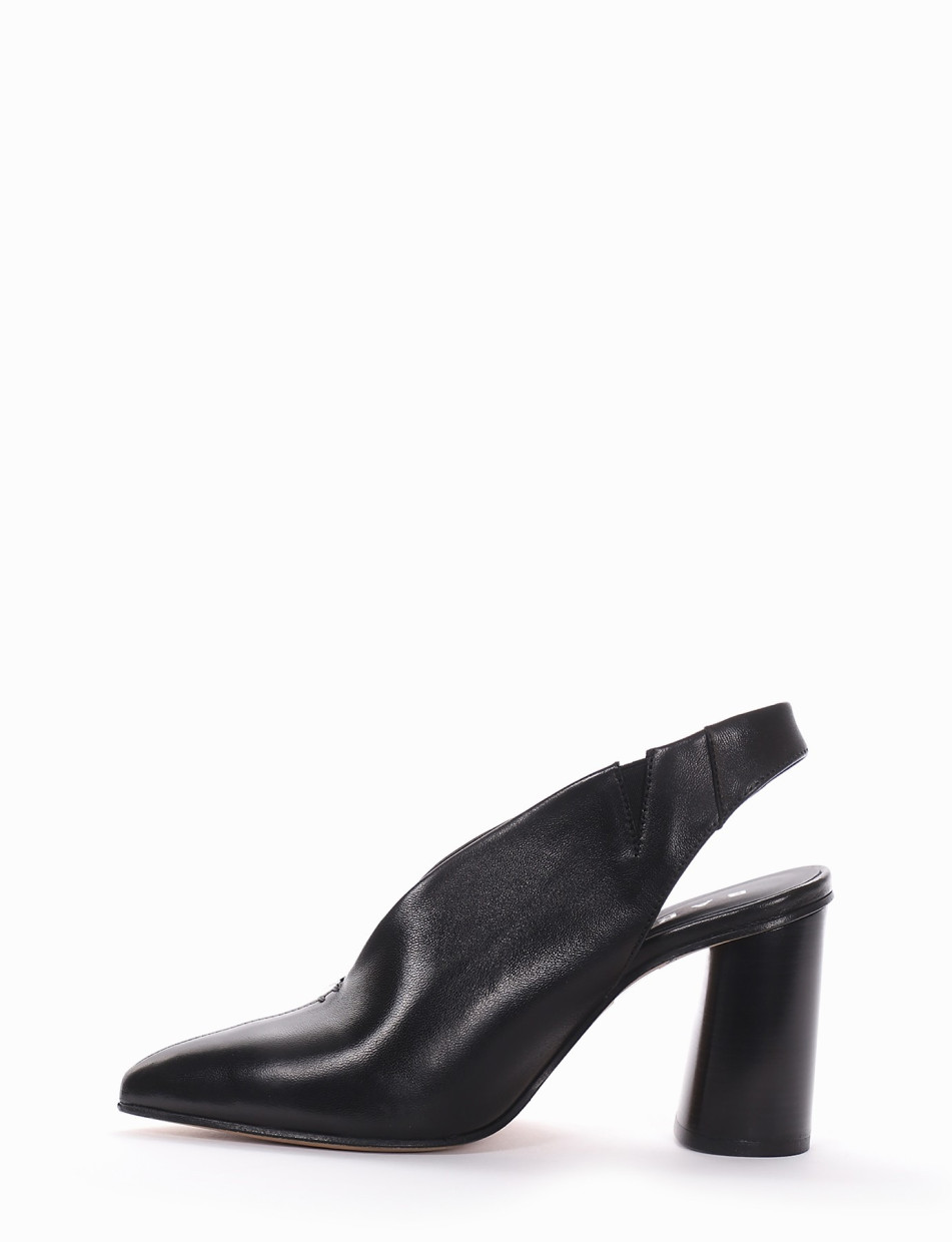 Slingback decoltè tacco 9 cm nero pelle