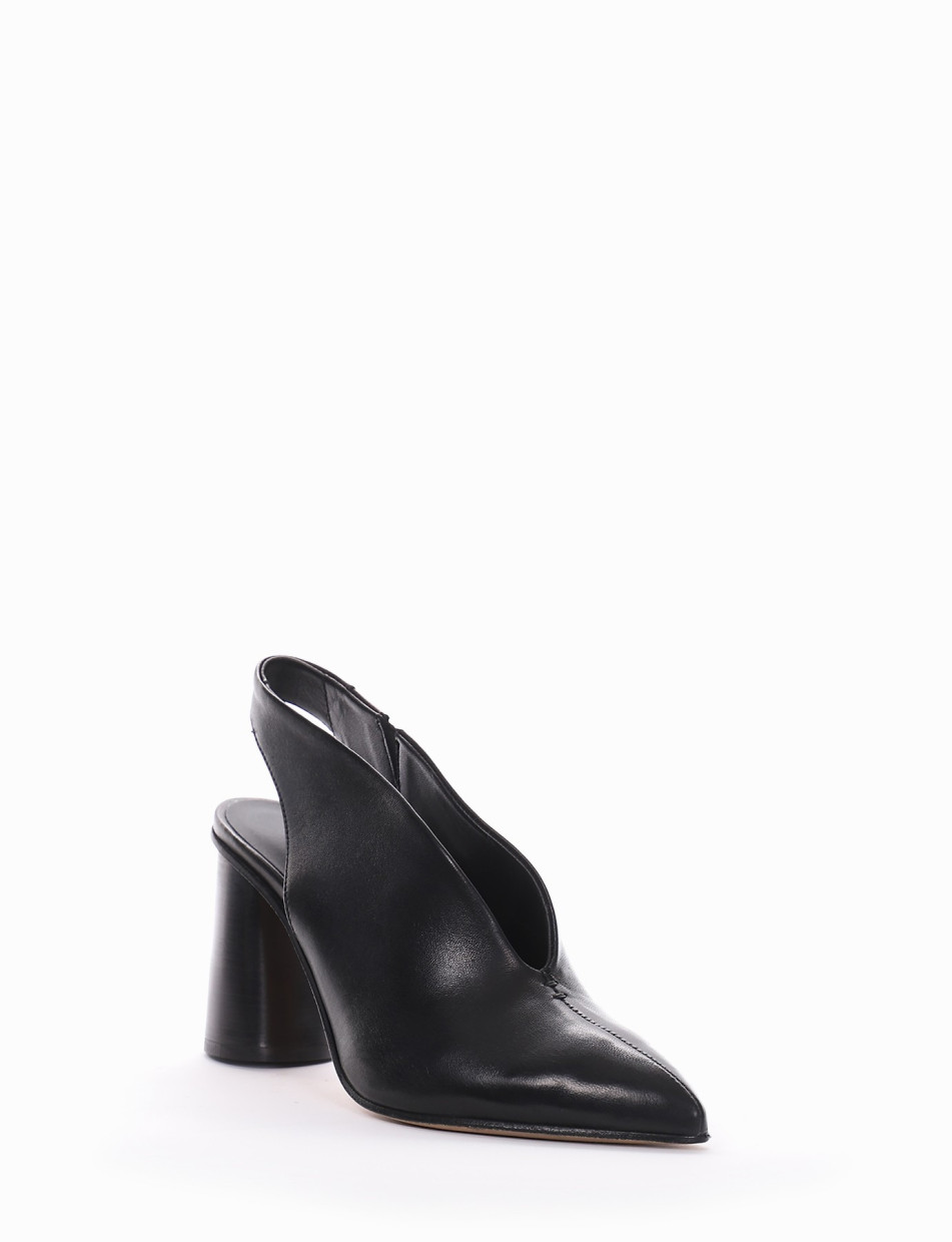 Slingback decoltè tacco 9 cm nero pelle