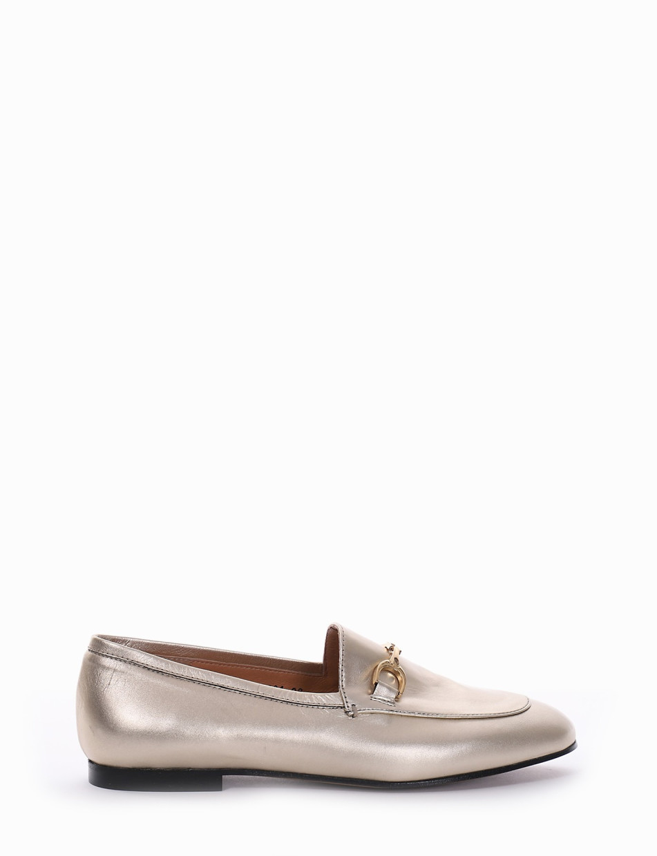 Loafers heel 1 cm gold laminated