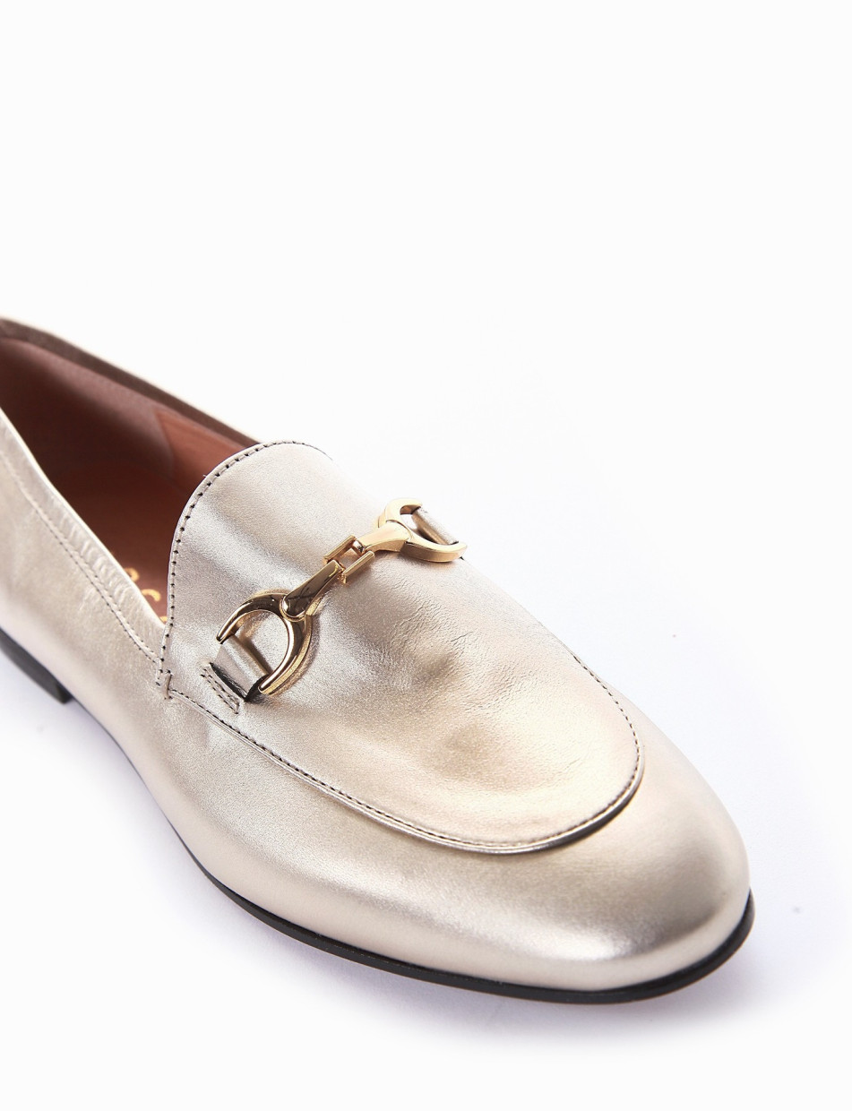 Loafers heel 1 cm gold laminated