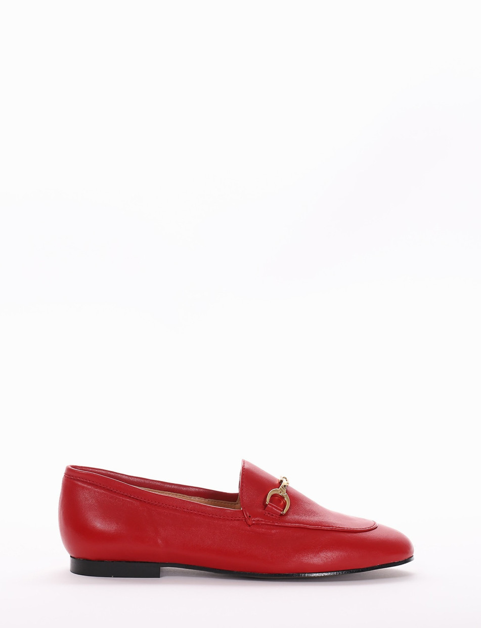 Loafers heel 1cm red leather
