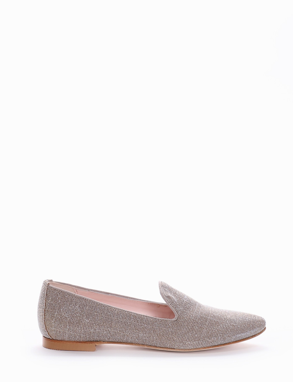 Flat shoes heel 1 cm beige tissue